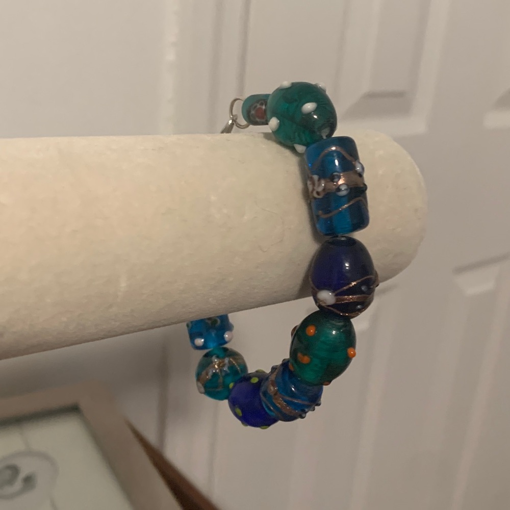 Blue and Green Beaded Bracelet